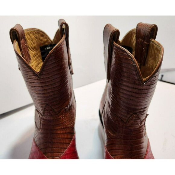 Mario Garcia Mens Handmade Custom Multicolored Lizard Boots 8.5B Oil Resistant - Picture 8 of 15